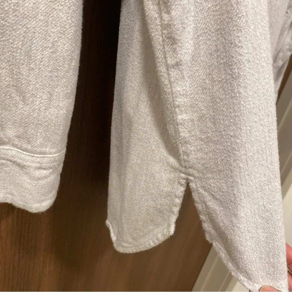 MADEWELL‎ Light Gray Flannel Flap-Pocket Oversized Ex-Boyfriend Shirt Size Small - Picture 7 of 11